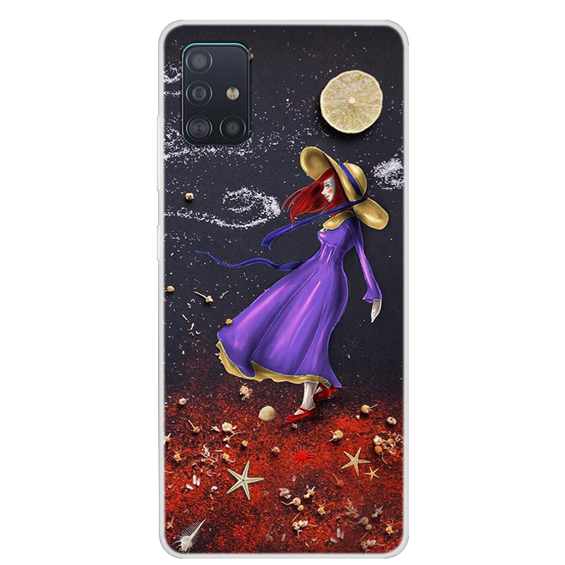 

Pattern Printing TPU Phone Case for Samsung Galaxy A71 - Moon and Girl, Galaxy A71 4G