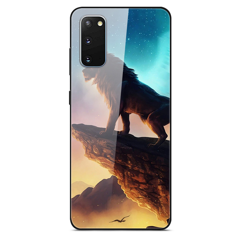 

Узорная Печать Стекло + ТПУ + ПК Комбо Защитная Крышка Для Samsung Galaxy S20 - Лев, Galaxy S20
