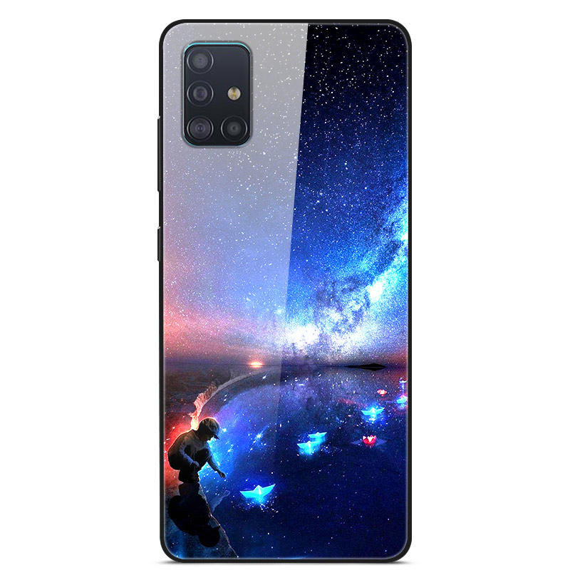 

Узорная Печать Закаленного Стекла PC TPU Гибридный Чехол Для Samsung Galaxy A51 - Желающие Лампы, Galaxy A51 4G