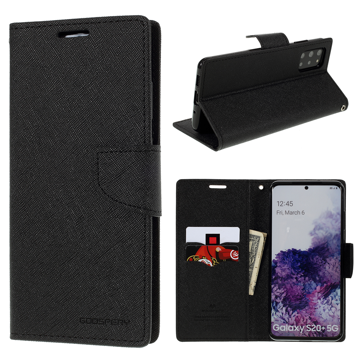 

Меркурий Goospery Fancy Joiry Кожаная Защитная Крышка Для Samsung Galaxy S20 Plus - Чернить, Galaxy S20 Plus