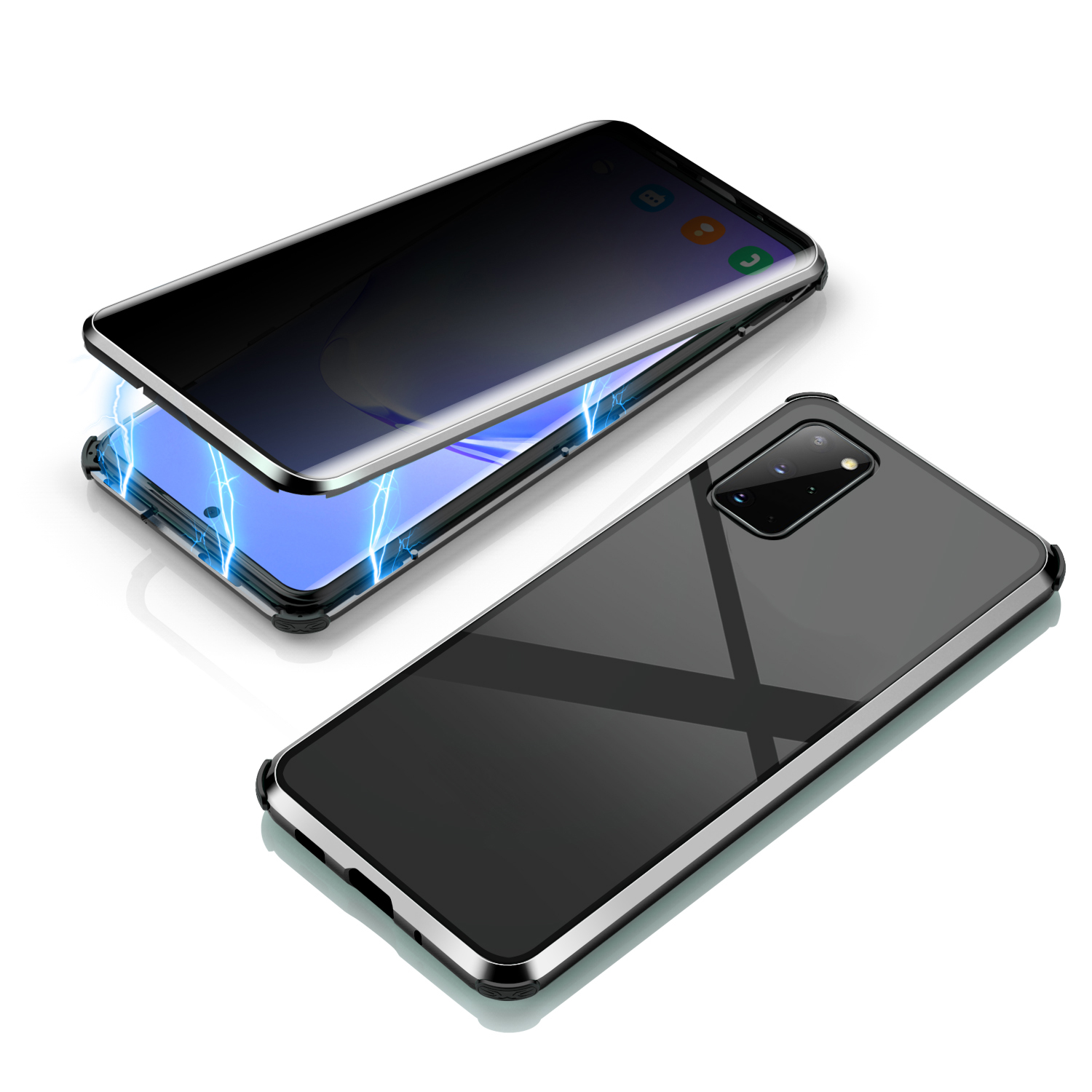 

Shockproof Anti-peep Magnetic Metal Frame + Tempered Glass Hybrid Case [Not Support Fingerprint Unlock] for Samsung Galaxy S20 Plus - Black, Galaxy S20 Plus 4G