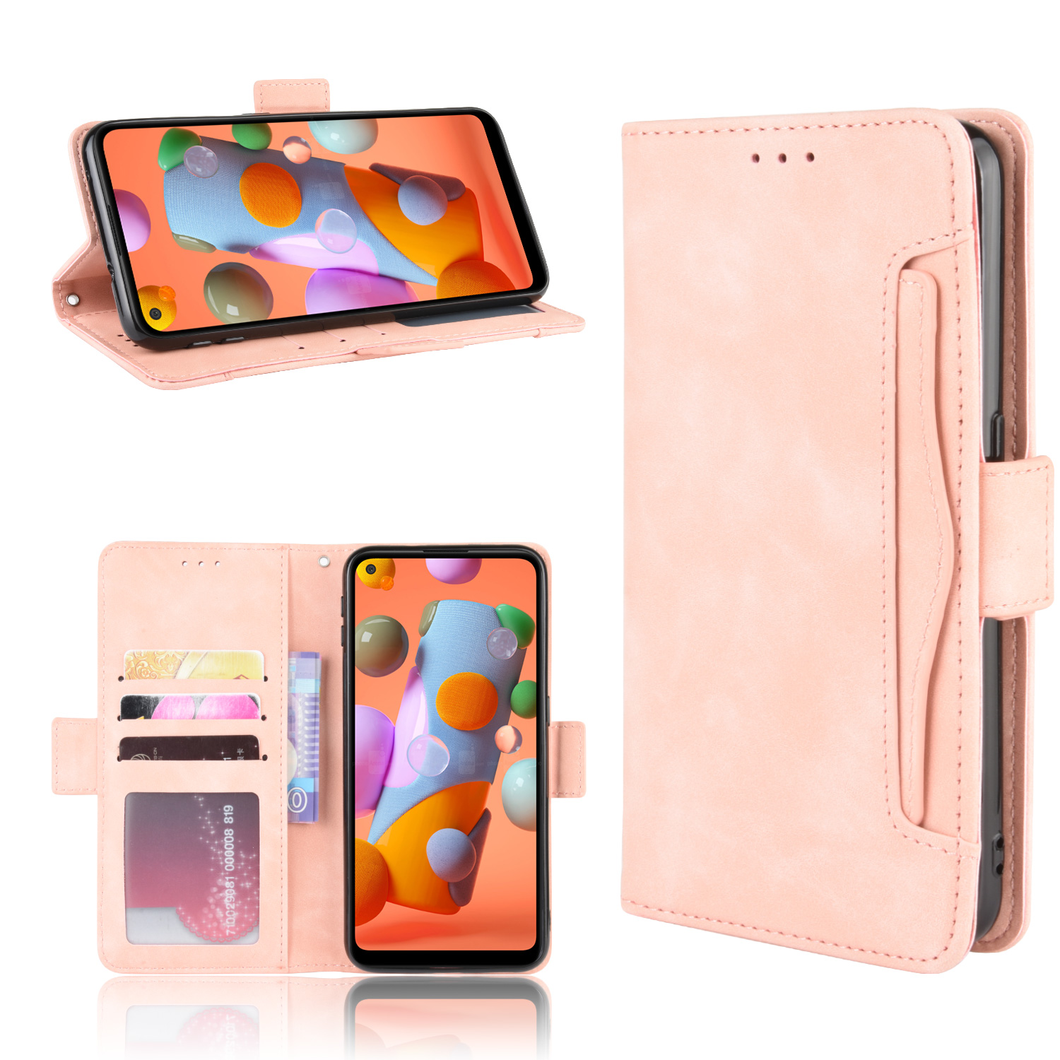 

PU Leather Wallet Phone Casing with Multiple Card Slots for Samsung Galaxy M11 - Pink, Galaxy M11