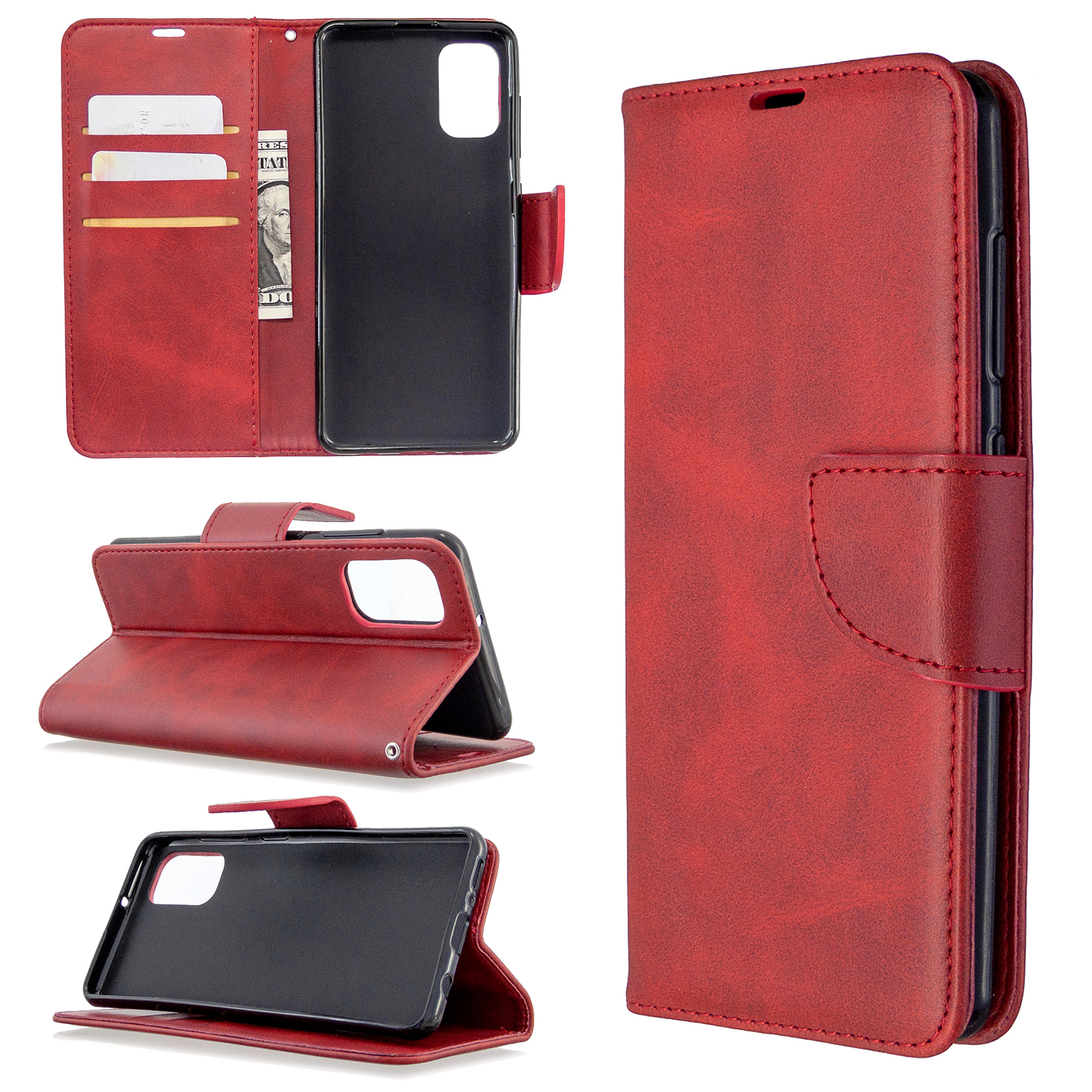 

PU Leather Phone Wallet with Stand Phone Cover for Samsung Galaxy A41 (Global Version) - Red, Galaxy A41 (Global Version)