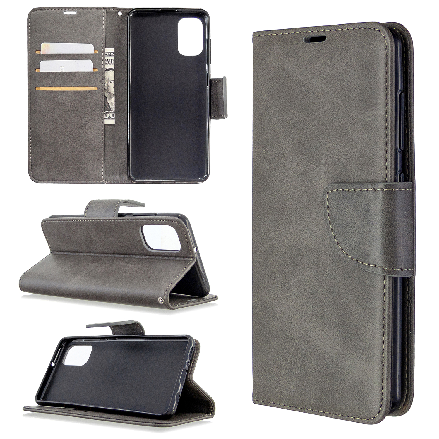

PU Leather Phone Wallet with Stand Phone Cover for Samsung Galaxy A41 (Global Version) - Grey, Galaxy A41 (Global Version)