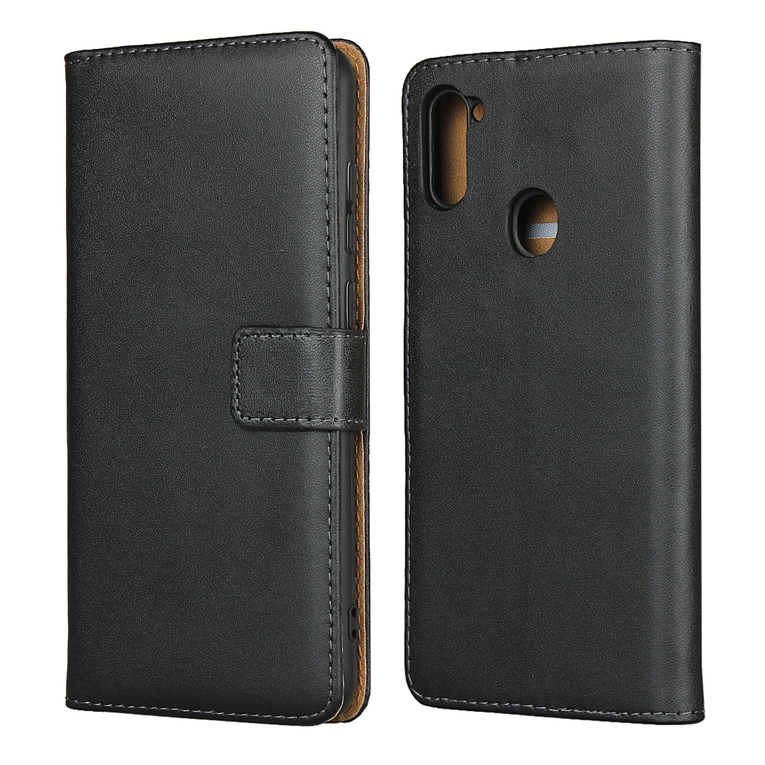 

Genuine Leather Wallet Cover Mobile Phone Case for Samsung Galaxy A11 (EU Version), Galaxy A11