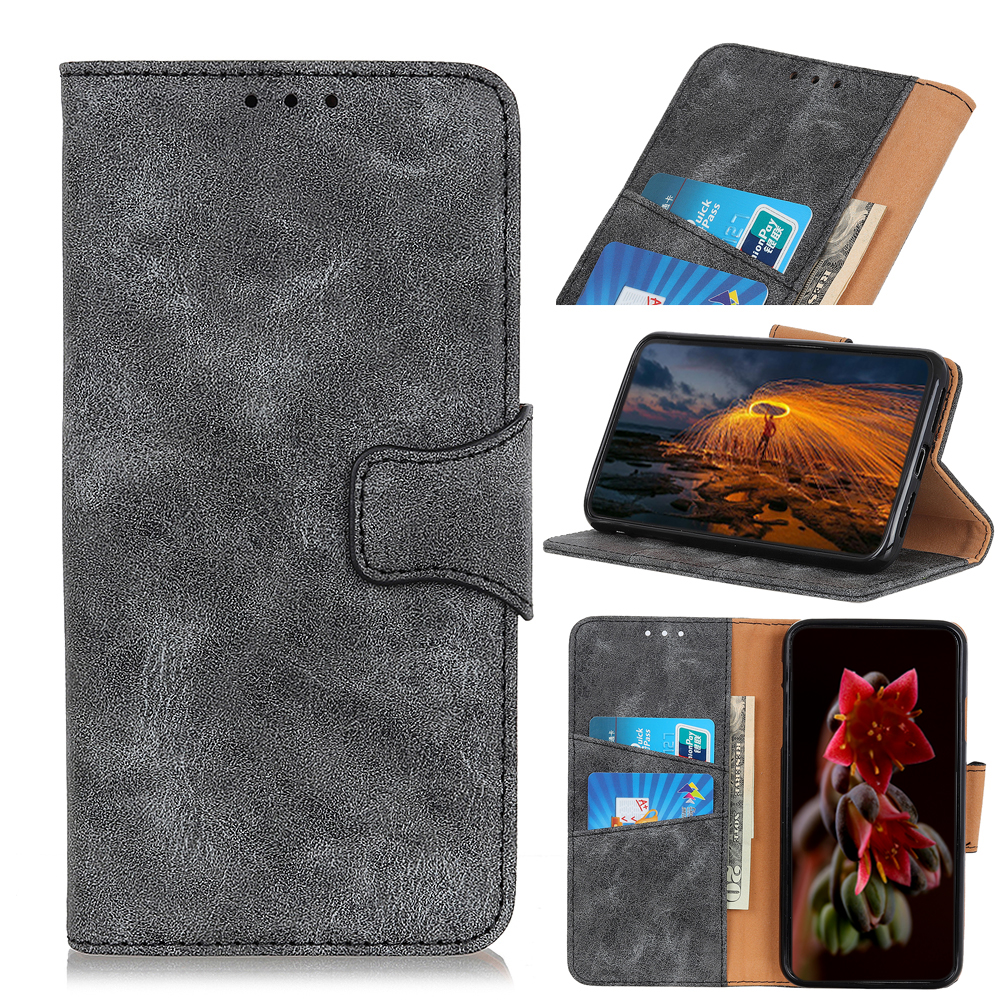 

KHAZNEH Retro PU Leather Wallet Cell Phone Case for Samsung Galaxy A71 5G SM-A716 - Black, Galaxy A71 5G