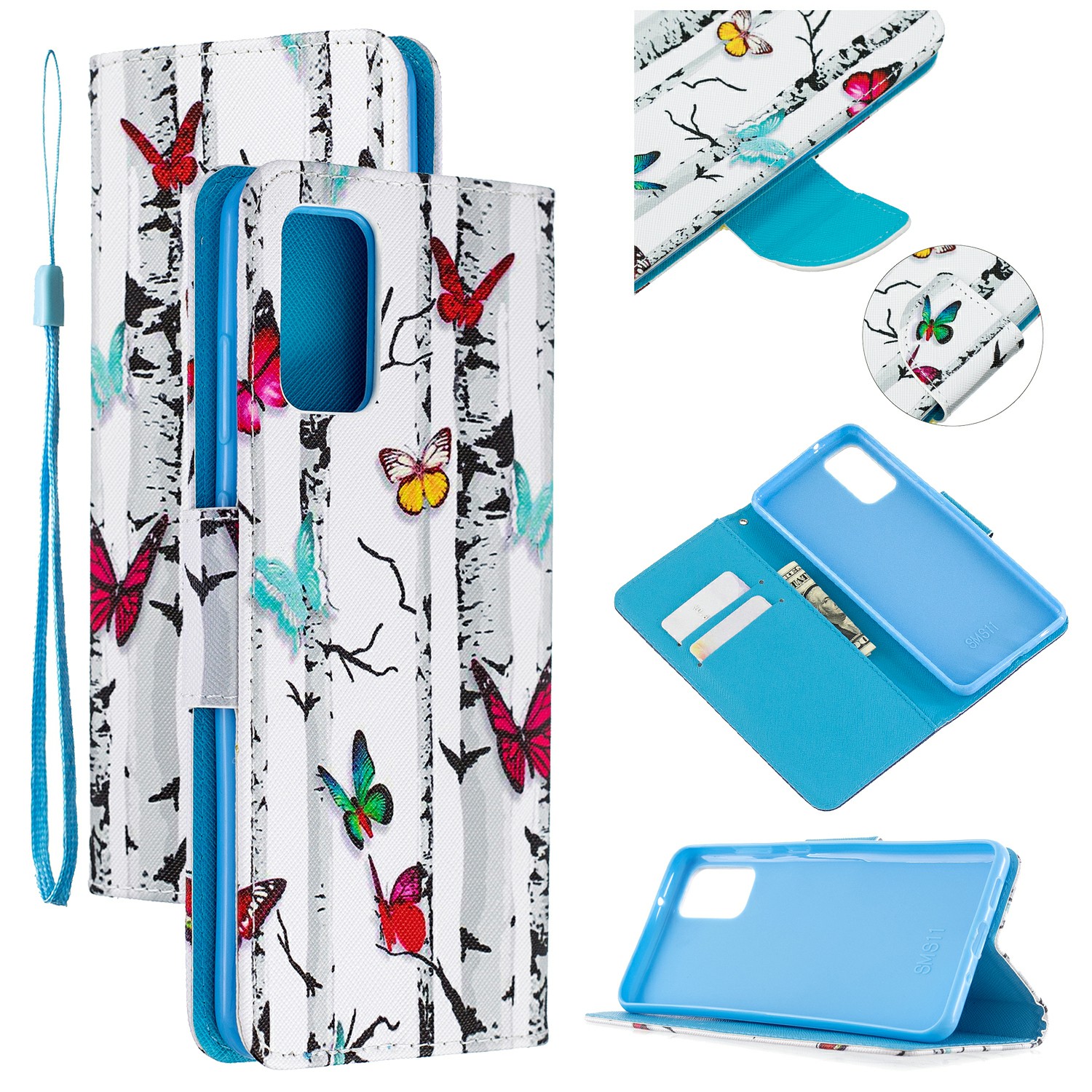 

Cross Texture Pattern Printing Leather Wallet Phone Casing for Samsung Galaxy S20 Plus - Colorful Butterflies, Galaxy S20 Plus