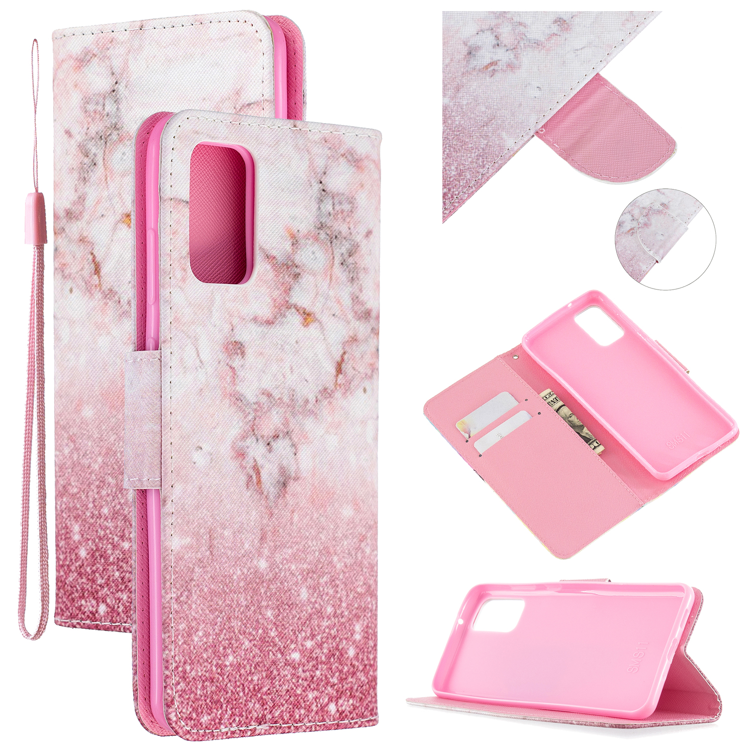 

Cross Texture Pattern Printing Leather Wallet Phone Casing for Samsung Galaxy S20 Plus - Marble Pattern, Galaxy S20 Plus