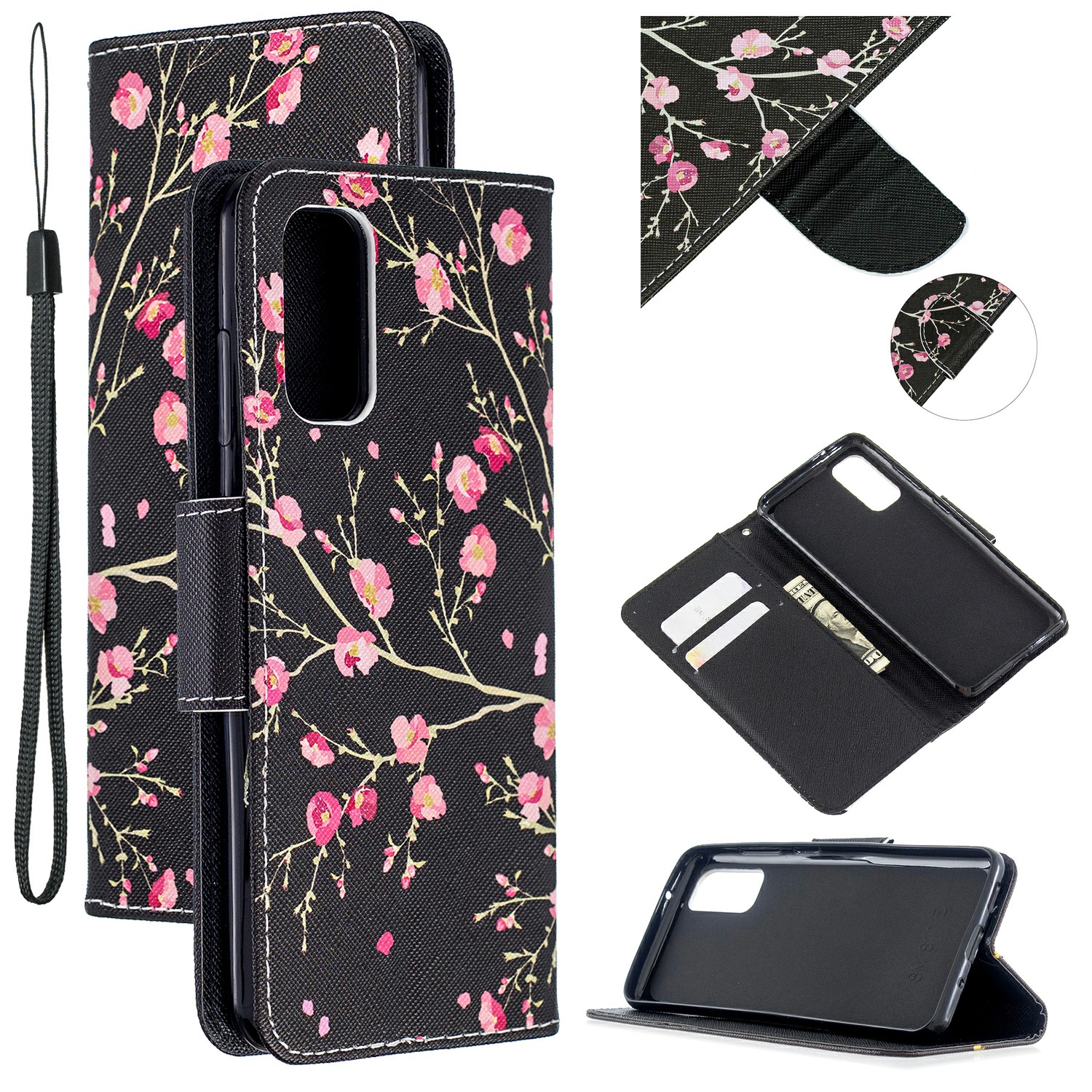 

Pattern Printing Cross Texture Wallet Leather Stand Case for Samsung Galaxy S20 - Pink Flowers, Galaxy S20