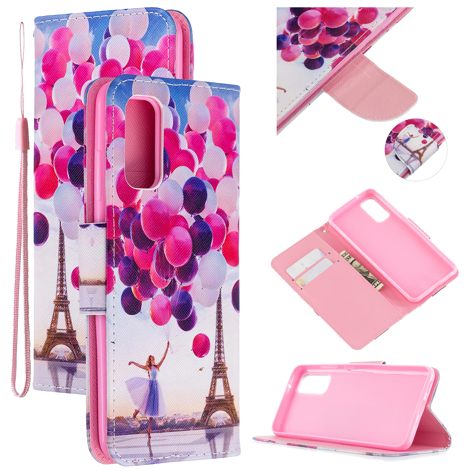 

Cross Texture Pattern Printing Flip Leather Wallet Stand Case for Samsung Galaxy S20 - Ballon and Eiffel Tower, Galaxy S20