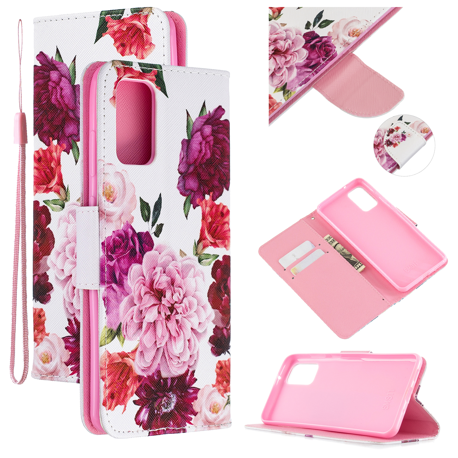 

Cross Texture Pattern Printer Flip Кожаный Кошелек Подставка Для Samsung Galaxy S20 Plus - Пион, Galaxy S20 Plus