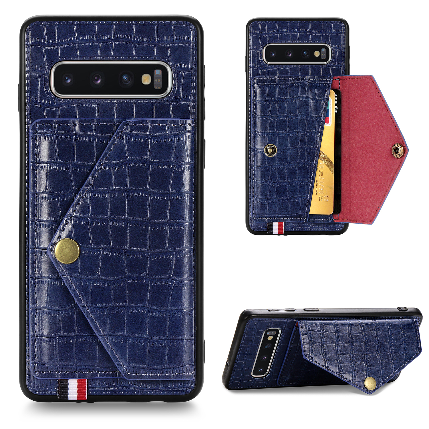 

Crocodile Skin with Kickstand Phone Case Card Holder for Samsung Galaxy S10 - Blue, Galaxy S10