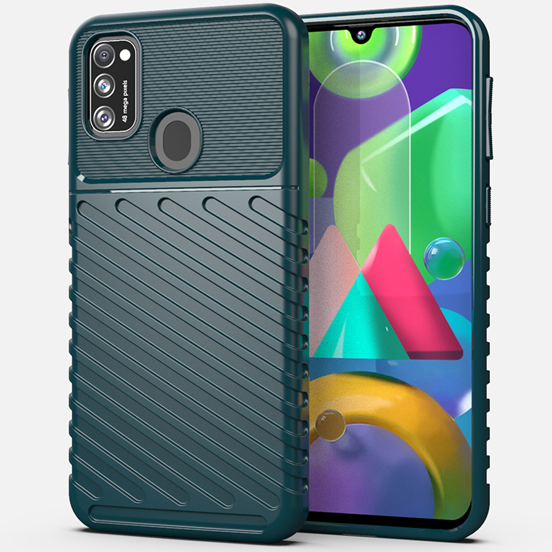 

Thunder Series Twill Texture Soft TPU Телефона Для Samsung Galaxy M21 - Зеленый, Galaxy M21