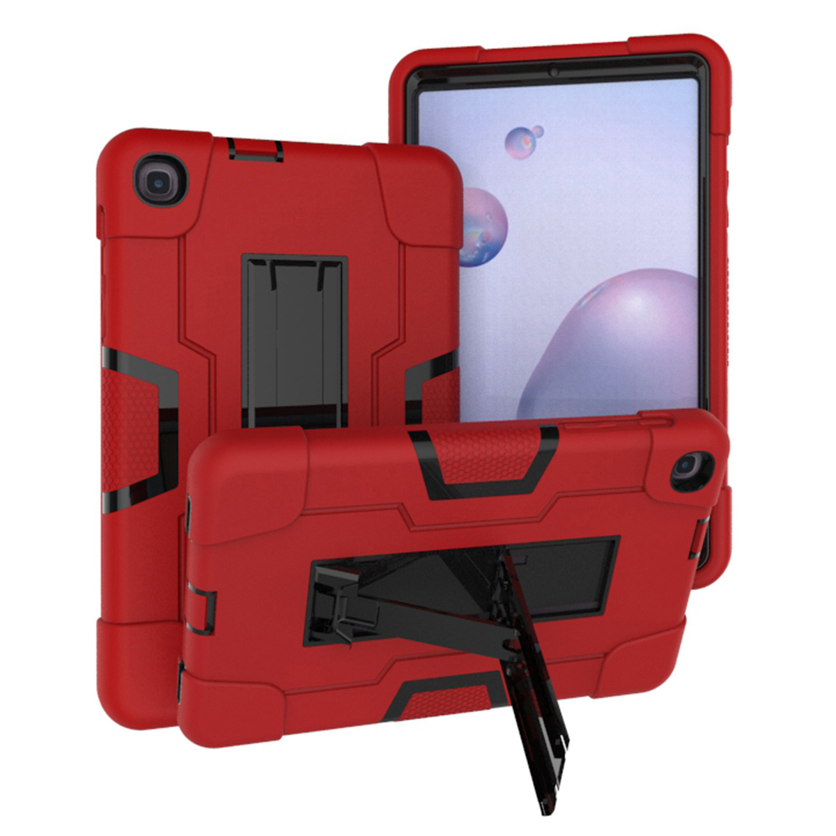 

Kickstand Shock Proof TPU + PC + Silicone Combo Protective Cover for Samsung Galaxy Tab A 8.4 (2020) - Red/Black, Galaxy Tab A 8.4 (2020)