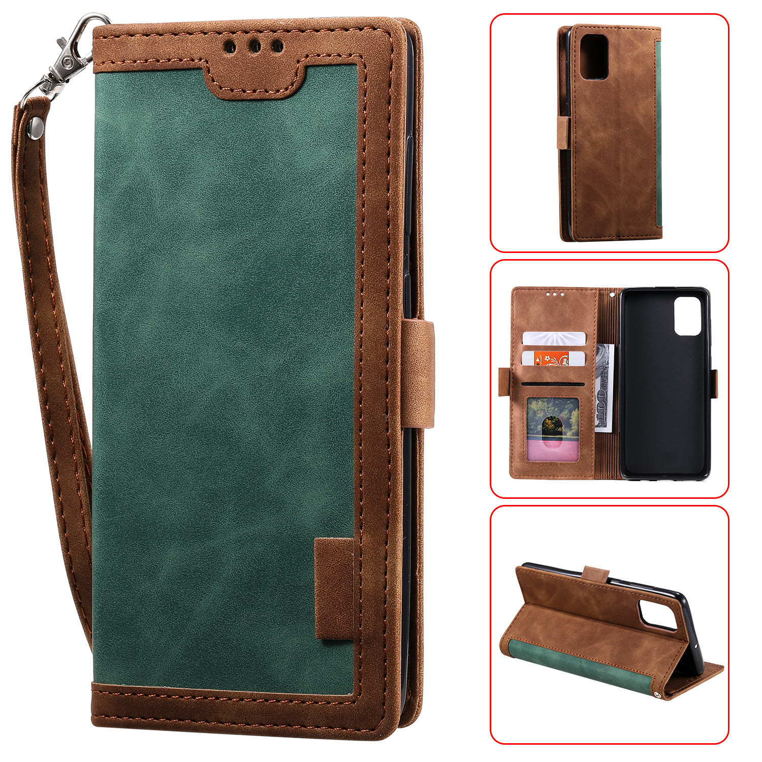 

Vintage Splicing Style Leather Shell Protective Case for Samsung Galaxy A71 5G SM-A716 - Green, Galaxy A71 5G