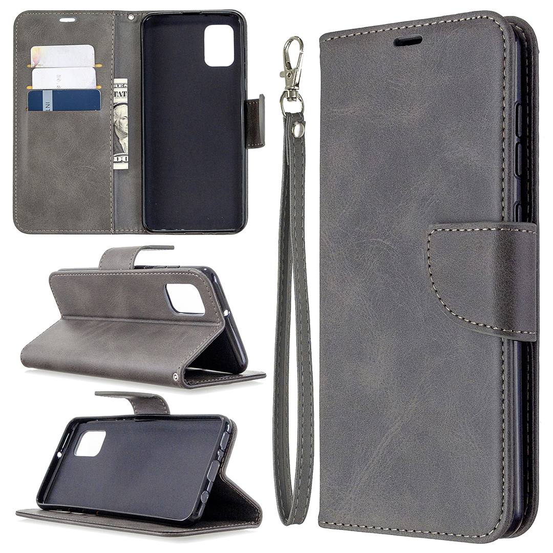

Solid Color PU Leather Unique Phone Cover for Samsung Galaxy A31 - Grey, Galaxy A31