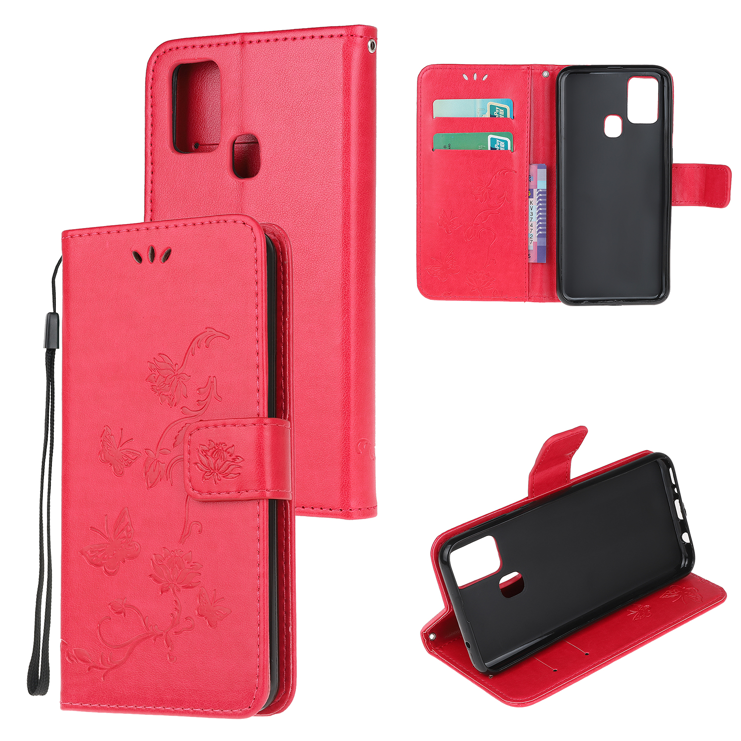 

Imprint Butterfly Flower Leather Protective Phone Shell for Samsung Galaxy M31 - Red, Galaxy M31