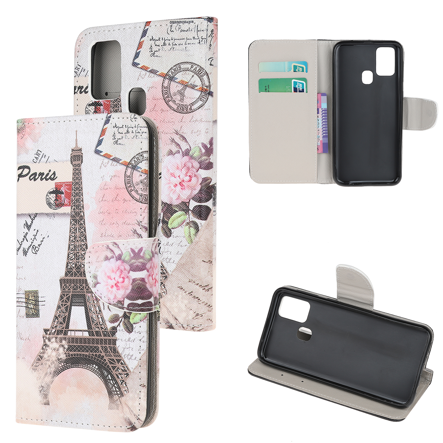 

Cross Texture Pattern Printing Leather Wallet Cover with Strap for Samsung Galaxy M21 - Eiffel Tower, Galaxy M21