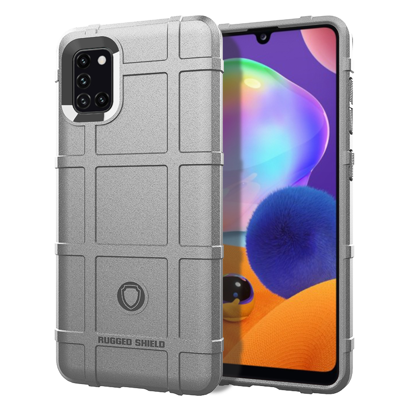 

Прочная Щита Квадратной Сетки Текстуры TPU Телефона Для Samsung Galaxy A31 - Серый, Galaxy A31