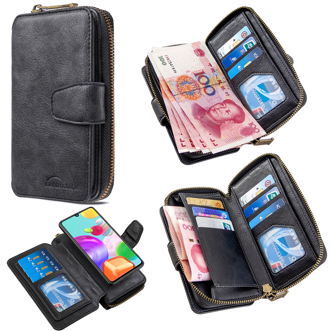 

Zipper Wallet Design Leather Cover for Samsung Galaxy A41 (Global Version) - Black, Galaxy A41 (Global Version)