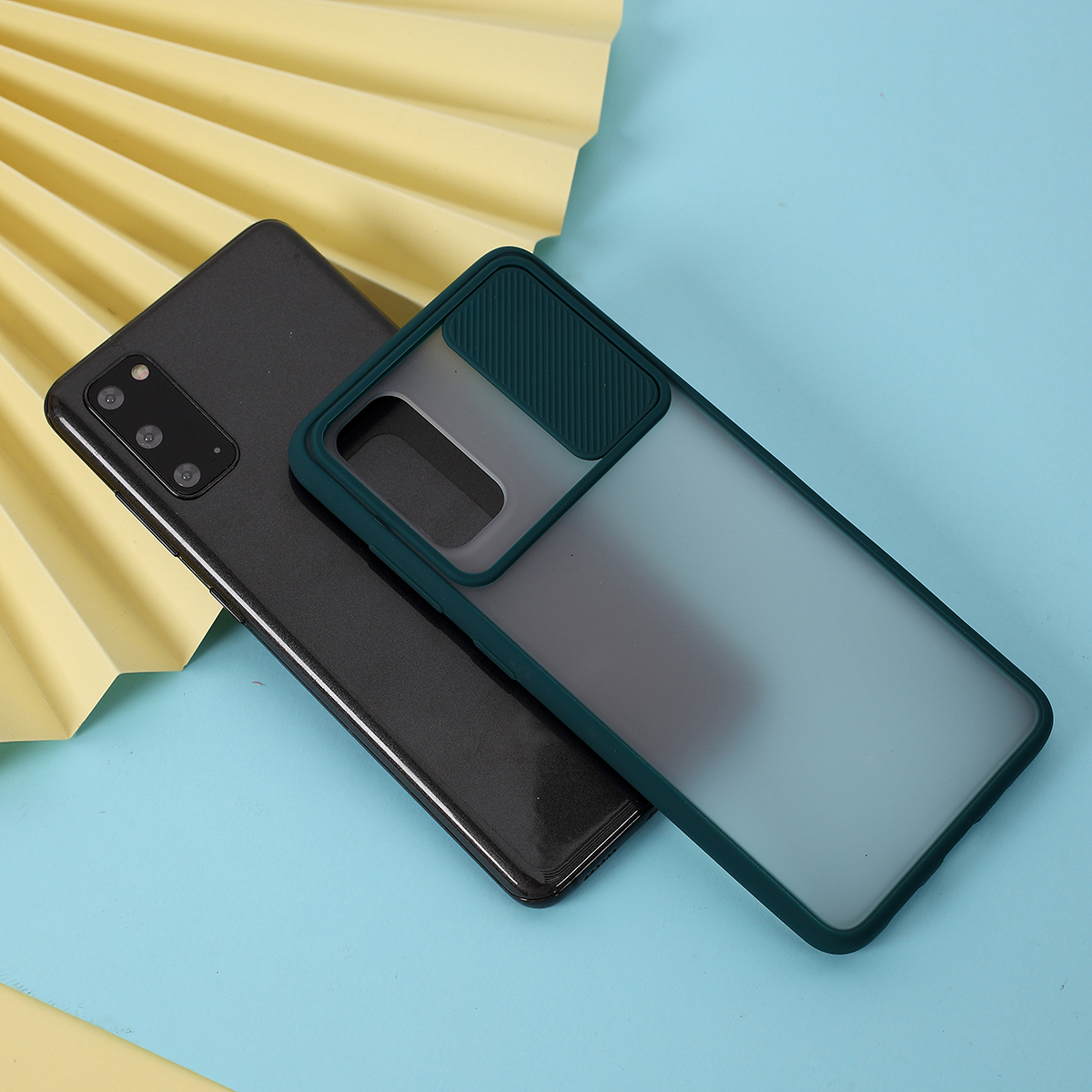 

Матовый ПК + Раковина TPU Со Скользящей Крышкой Камеры Для Samsung Galaxy S20 - Темно-зеленый, Galaxy S20