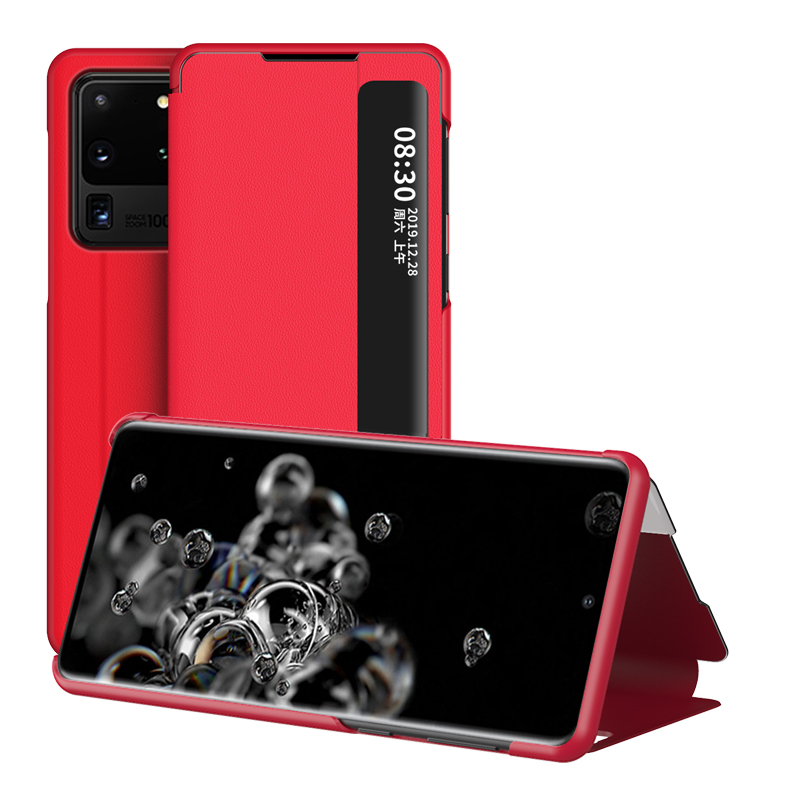 

Просмотр Окна Flip Кожаный Чехол Для Samsung Galaxy S20 Ultra - Красный, Galaxy S20 Ultra