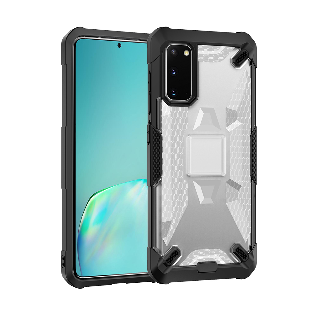 

Робот-серия Удароженные Противоскользящие TPU Чехол Для Телефона TPU Для Samsung Galaxy S20 - Черный / Прозрачный, Galaxy S20