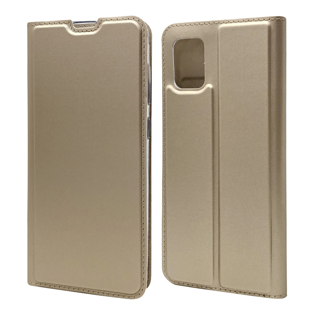

Auto-absorbed Flip Leather Cover with Card Holder for Samsung Galaxy A31 - Gold, Galaxy A31