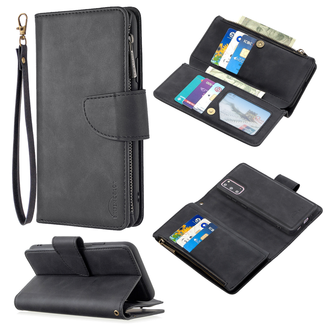 

Zipper Pocket Detachable 2-in-1 Leather Wallet Stand Phone Case for Samsung Galaxy S20 - Black, Galaxy S20