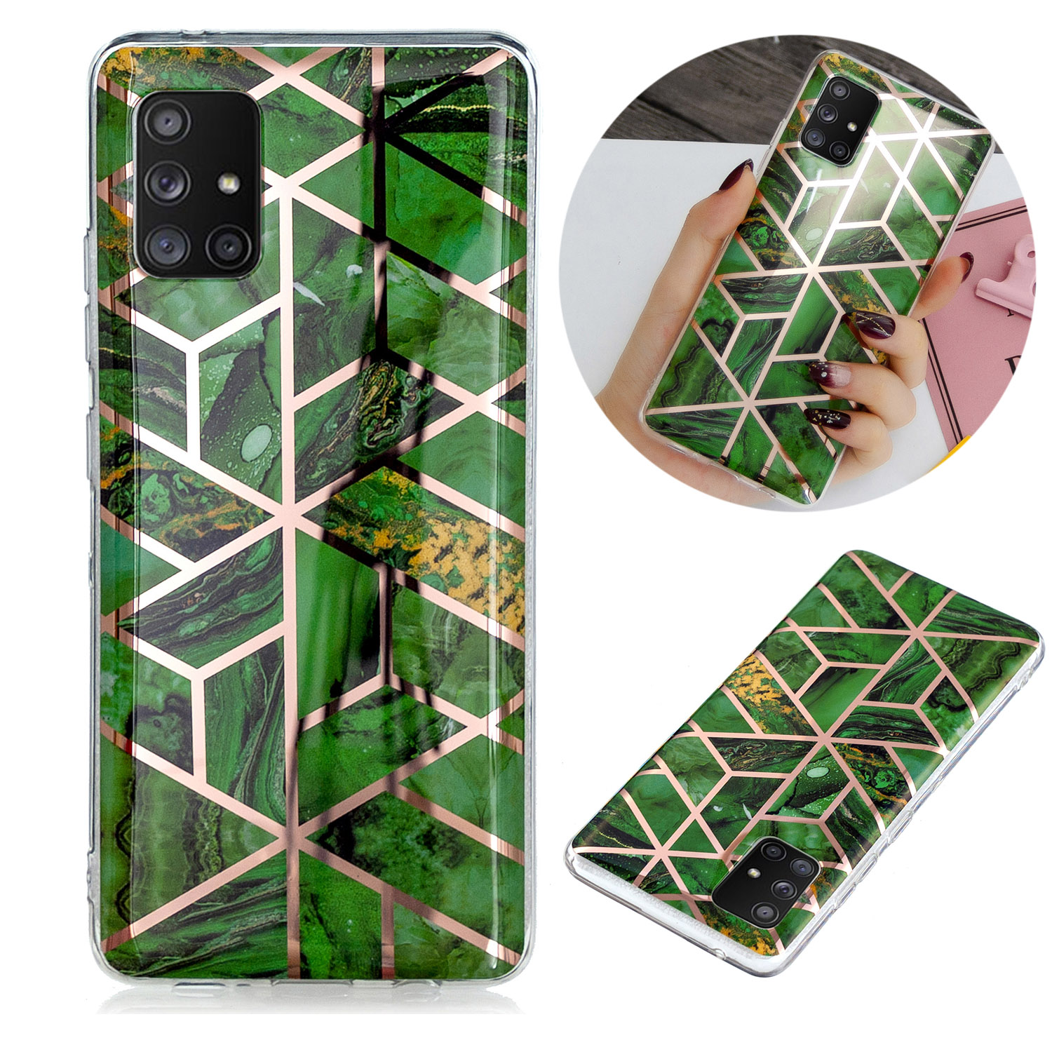 

Marble Pattern Electroplating IMD TPU Phone Shell for Samsung Galaxy A51 5G SM-A516 - Green, Galaxy A51 5G