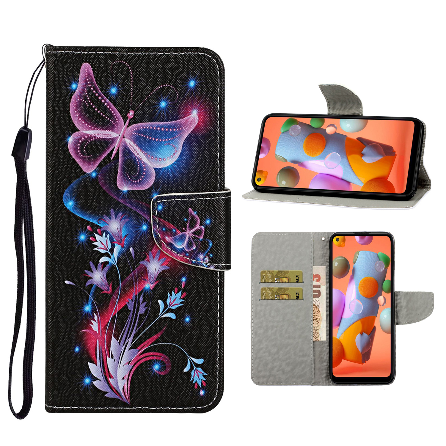 

Pattern Printing Cover Flip Leather Wallet Stand Case for Samsung Galaxy M11 - Magic Butterfly, Galaxy M11