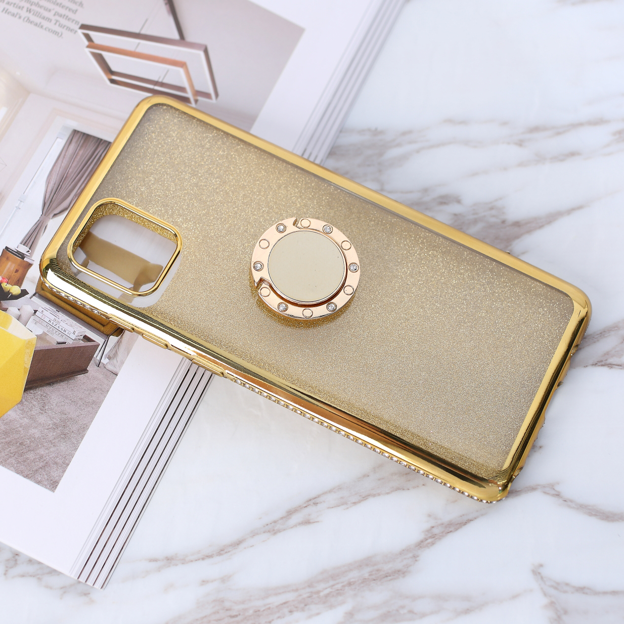 

Flash Paper Skin Electroplating Rhinestone TPU+Metal Shell for Samsung Galaxy A81/Note 10 Lite - Gold, Galaxy A81