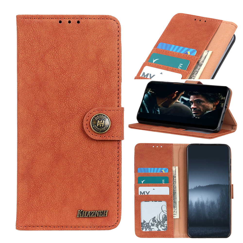 

KHAZNEH Vintage Style Leather Wallet Stand Case for Samsung Galaxy A10/M10 - Brown, Galaxy A10