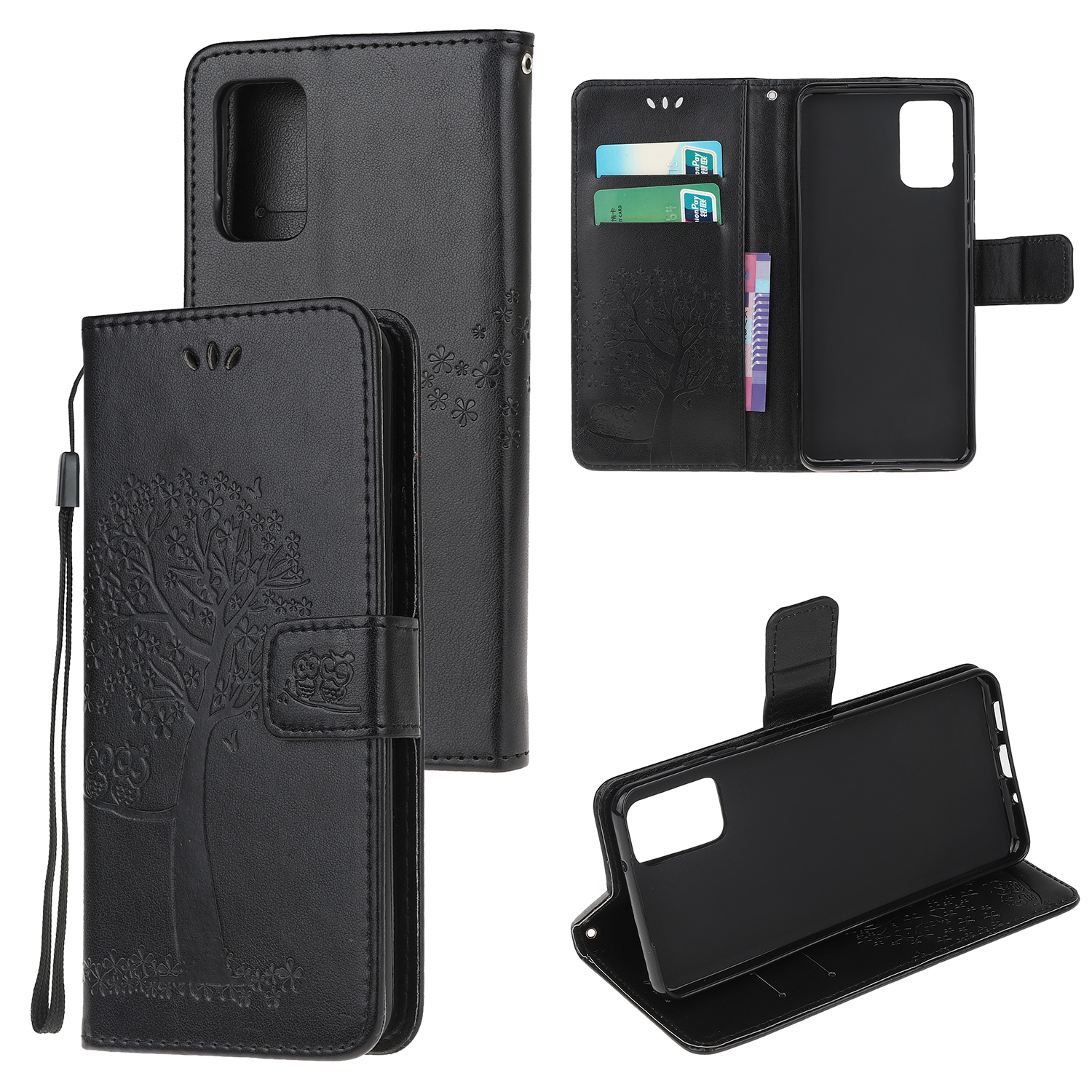 

Imprint Tree Owl PU Leather Wallet Stand Protective Cover for Samsung Galaxy Note 20/Note 20 5G - Black, Galaxy Note20