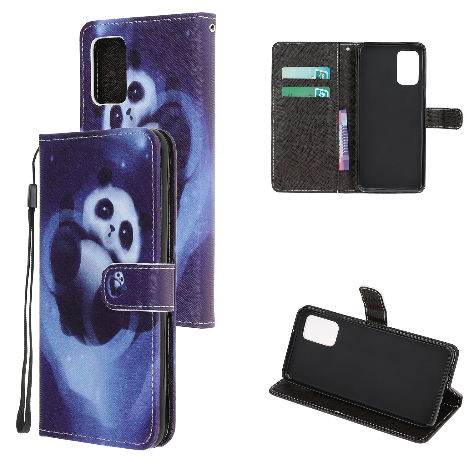 

Стиль Печати Cross Skin Leather Защитный Корпус с Ремешком Для Samsung Galaxy Note20 4G/5G - Панда, Galaxy Note20