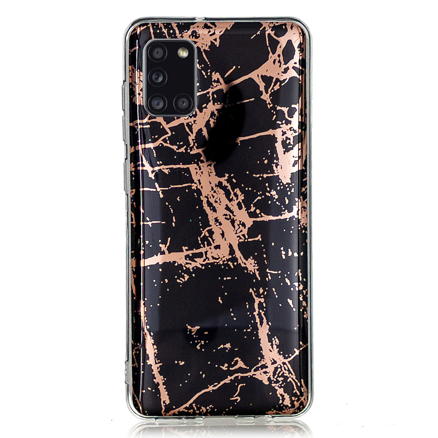 

Marble Skin Rose Gold Electroplating IMD TPU Cover for Samsung Galaxy A31 - Black, Galaxy A31