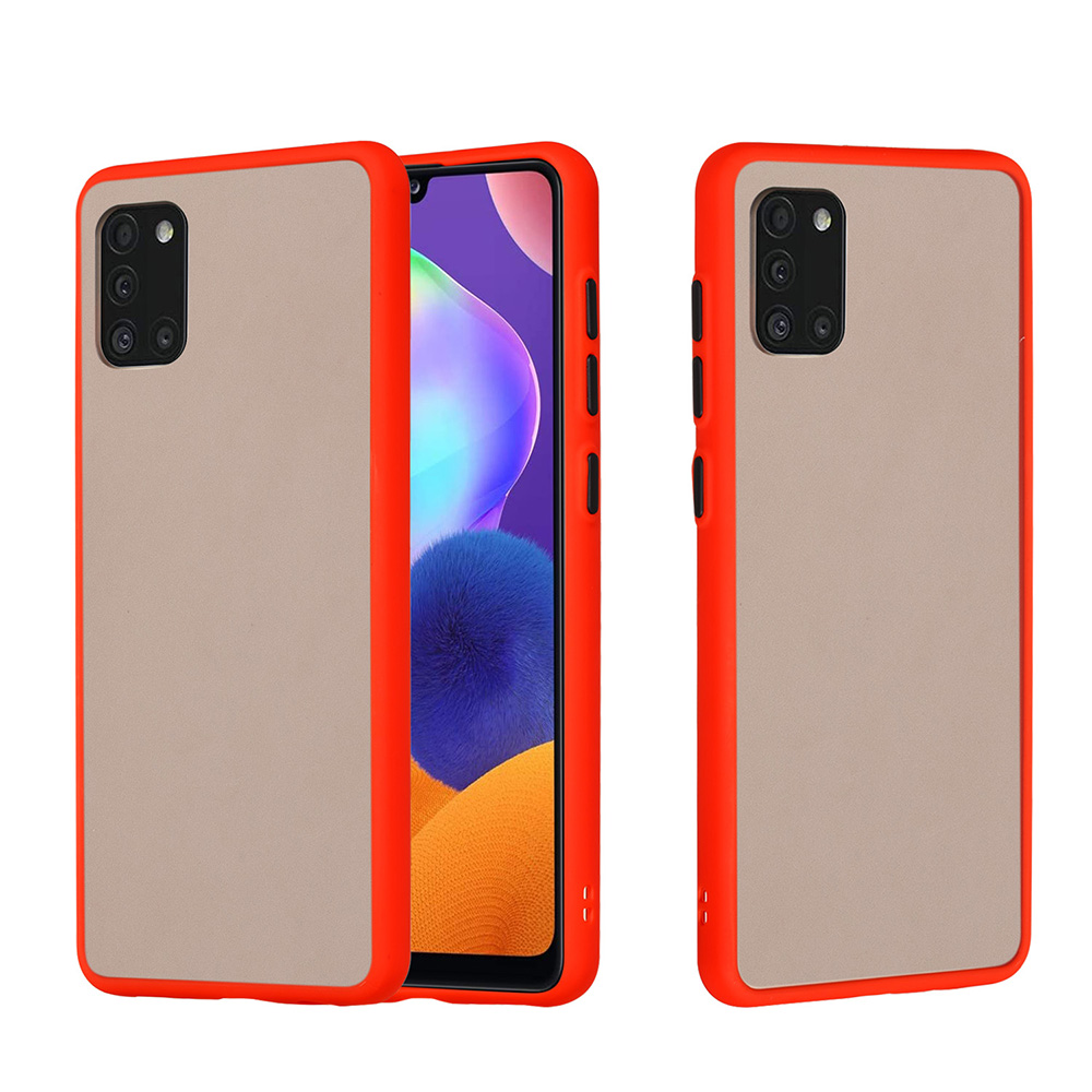 

Матовая Кожа С Капюрой Крышкой PC + TPU Combo Case Case Для Samsung Galaxy A31 - Красный, Galaxy A31