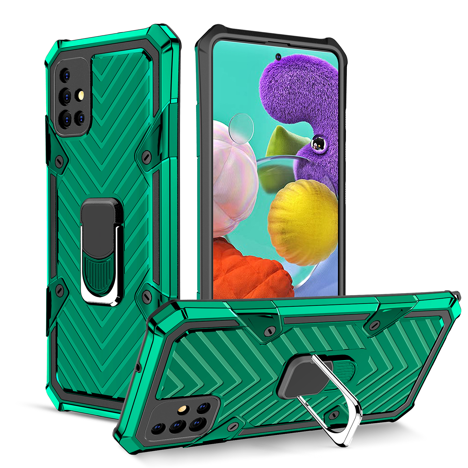 

Rotatable Finger Ring Kickstand PC + TPU Hybrid Case for Samsung Galaxy A51 SM-A515 - Dark Green, Galaxy A51 4G