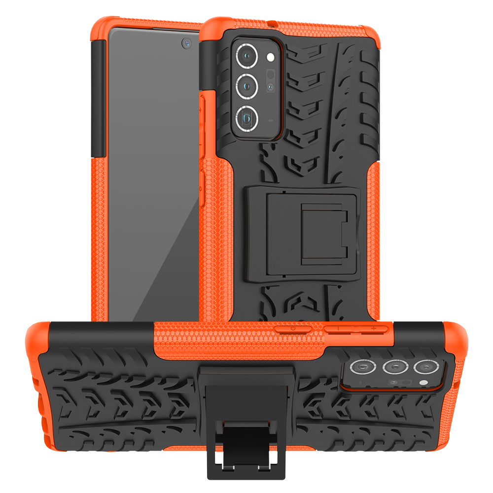 

Cool Tyre PC + TPU Hybrid Case with Kickstand for Samsung Galaxy Note20/Note20 5G - Orange, Galaxy Note 20