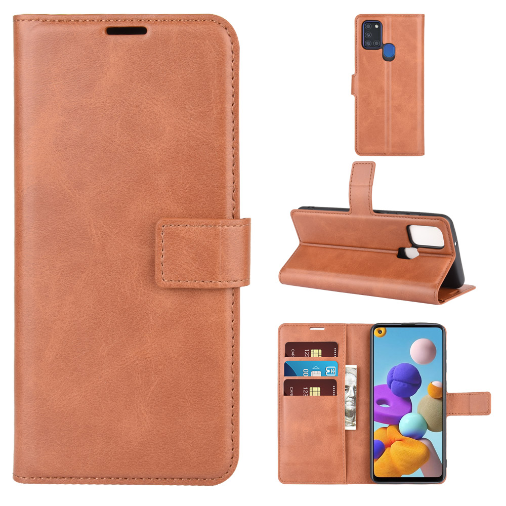 

Wallet Leather Stand Case for Samsung Galaxy A21s - Brown, Galaxy A21s