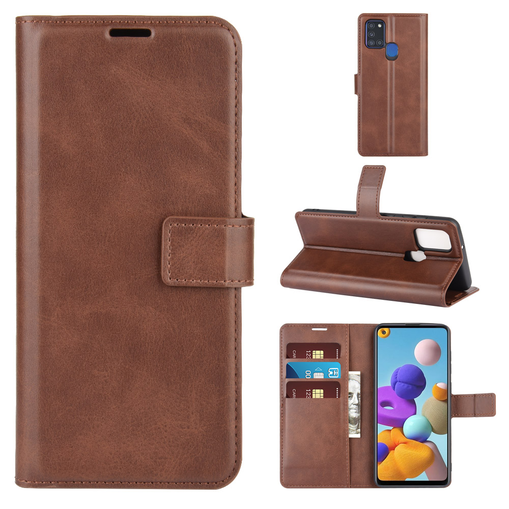 

Wallet Leather Stand Case for Samsung Galaxy A21s - Coffee, Galaxy A21s