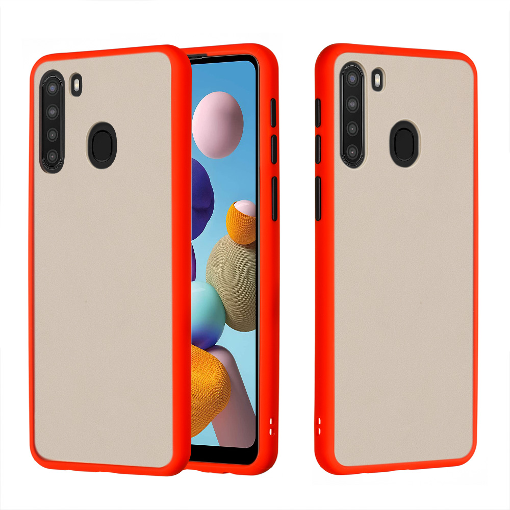 

Matte Skin Drop-proof PC + TPU Combo Shell for Samsung Galaxy A21 - Red, Galaxy A21
