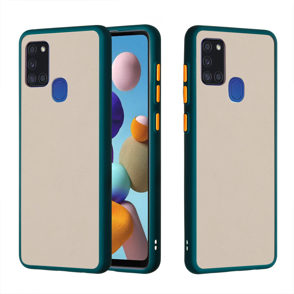 

Matte Skin Dropted PC + TPU Гибридный Чехол Для Мобильного Телефона Для Samsung Galaxy A21S - Черновато-зеленый, Galaxy A21s