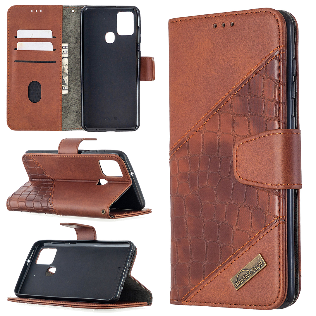 

Assorted Color Crocodile Skin Leather Wallet Case for Samsung Galaxy A21s - Brown, Galaxy A21s