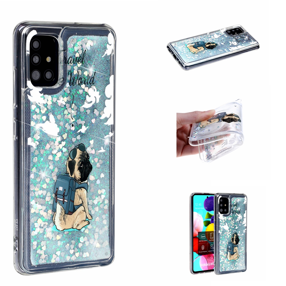 

Pattern Printing Glitter Powder Quicksand TPU Back Cover for Samsung Galaxy A51 SM-A515 - Dog, Galaxy A51 4G
