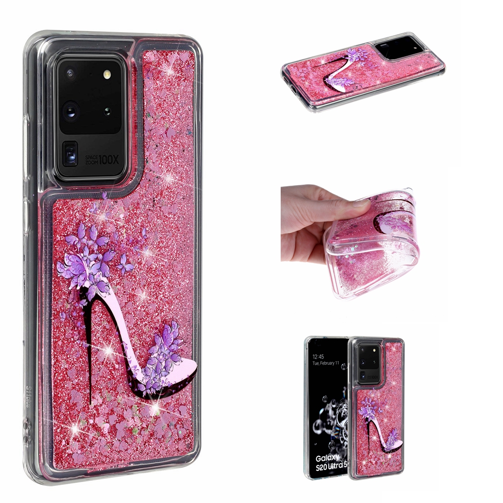 

Pattern Printing Glitter Powder Quicksand TPU Phone Case for Samsung Galaxy S20 Ultra - High Heels, Galaxy S20 Ultra