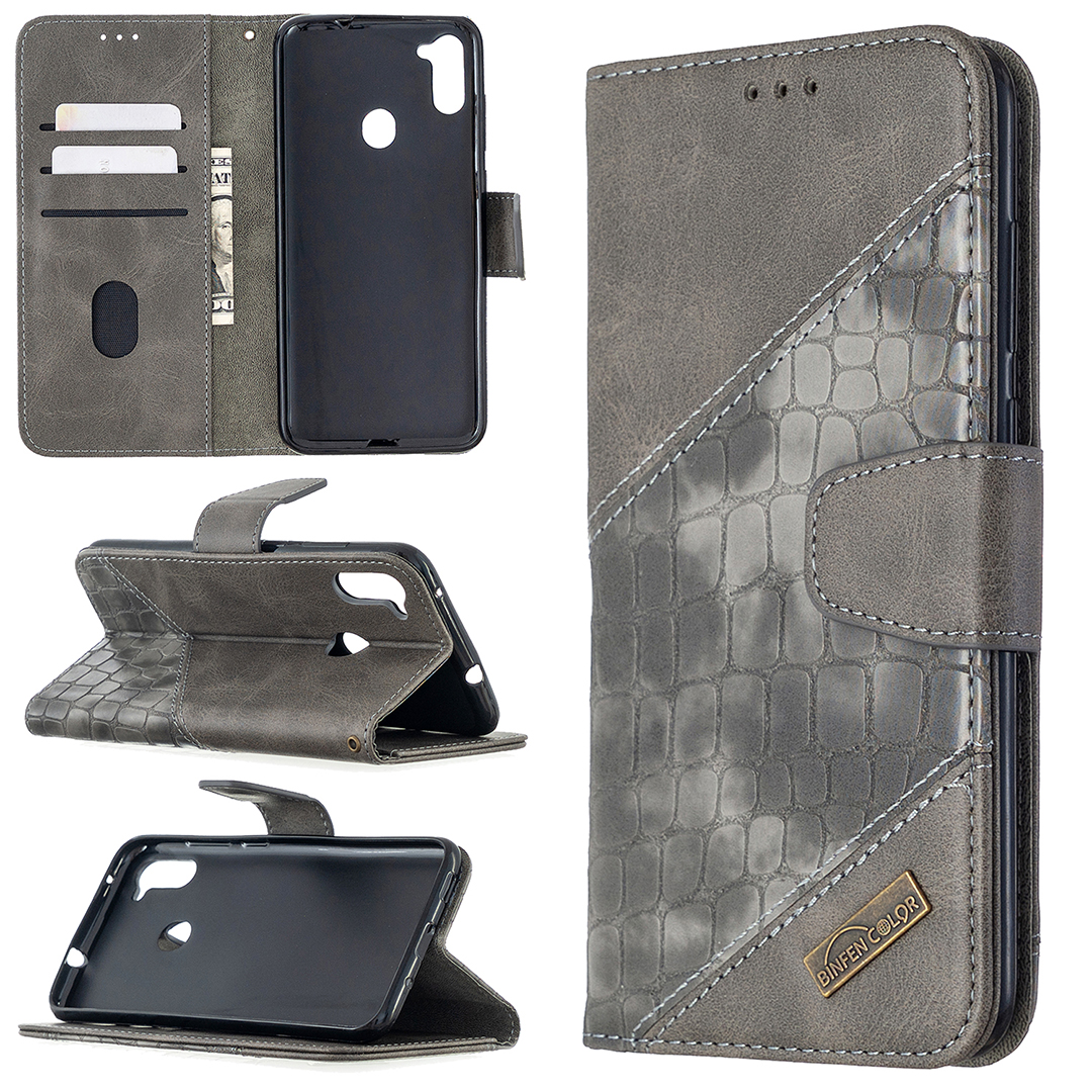 

Crocodile Skin Assorted Color Style Leather Wallet Sttand Case for Samsung Galaxy M11 / A11 (EU Version) - Grey, Galaxy M11