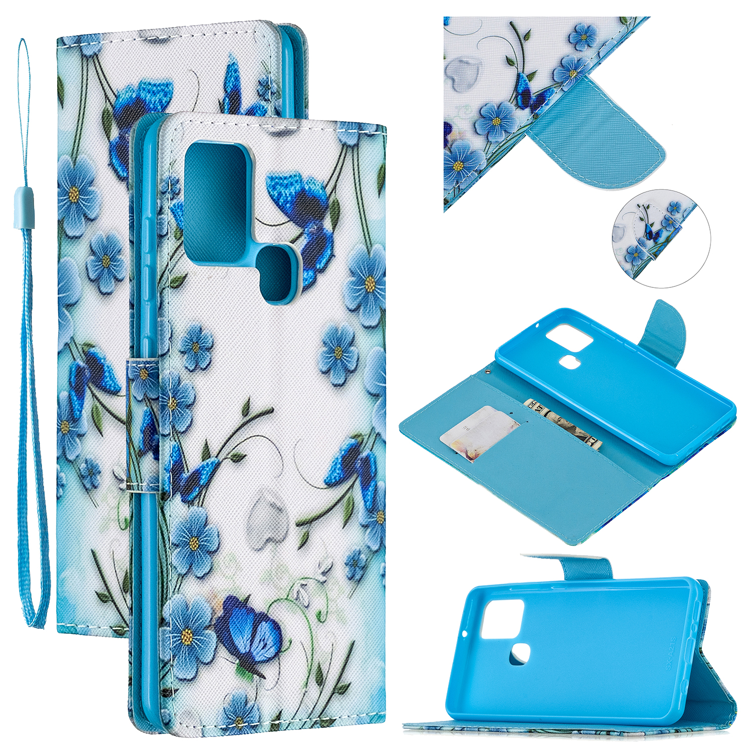 

Pattern Printing Wallet Leather Stand Case for Samsung Galaxy A21s - Butterfly and Flower, Galaxy A21s