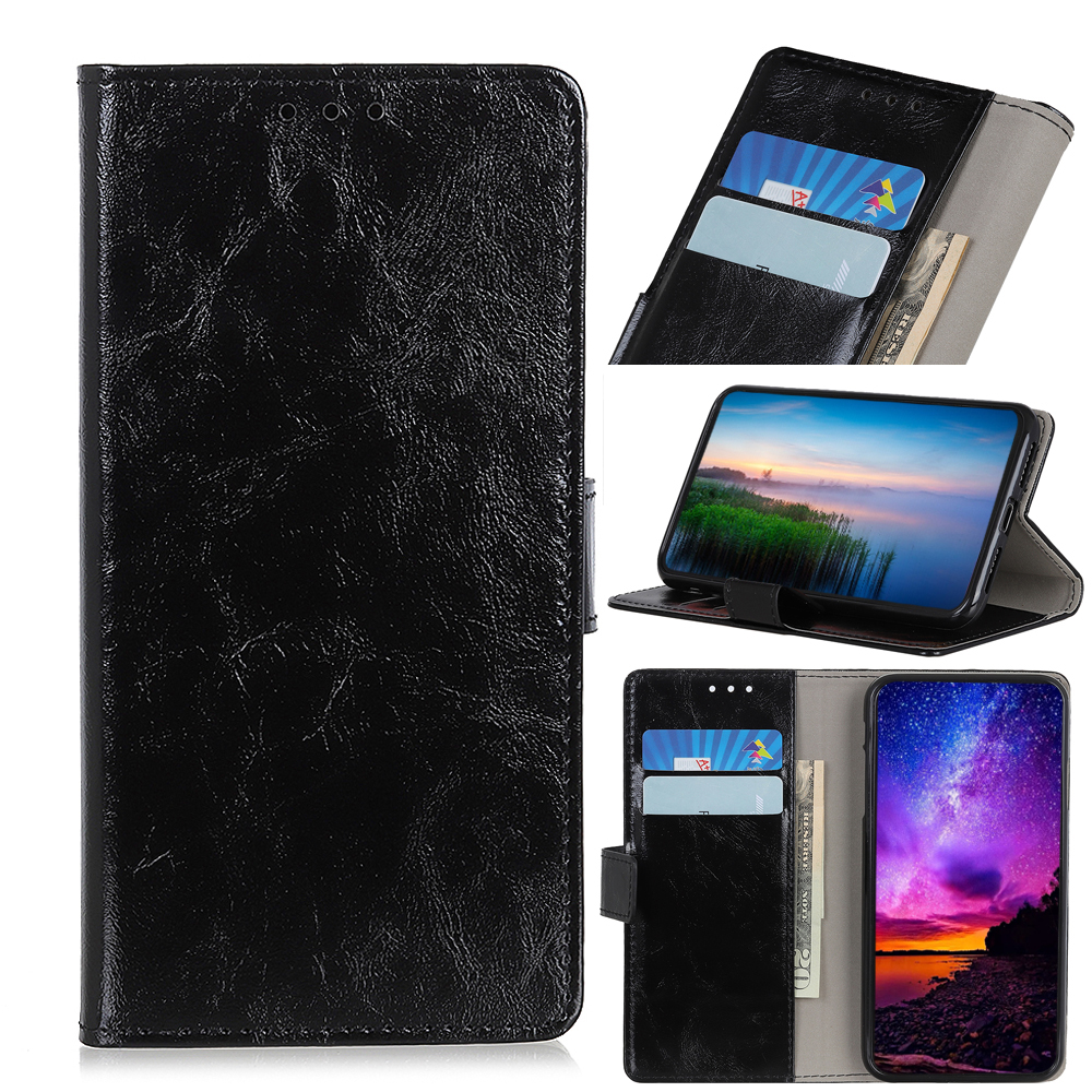 

Crazy Horse Texture Leather Wallet Stand Phone Shell for Samsung Galaxy A01 Core - Black, Galaxy A01 Core