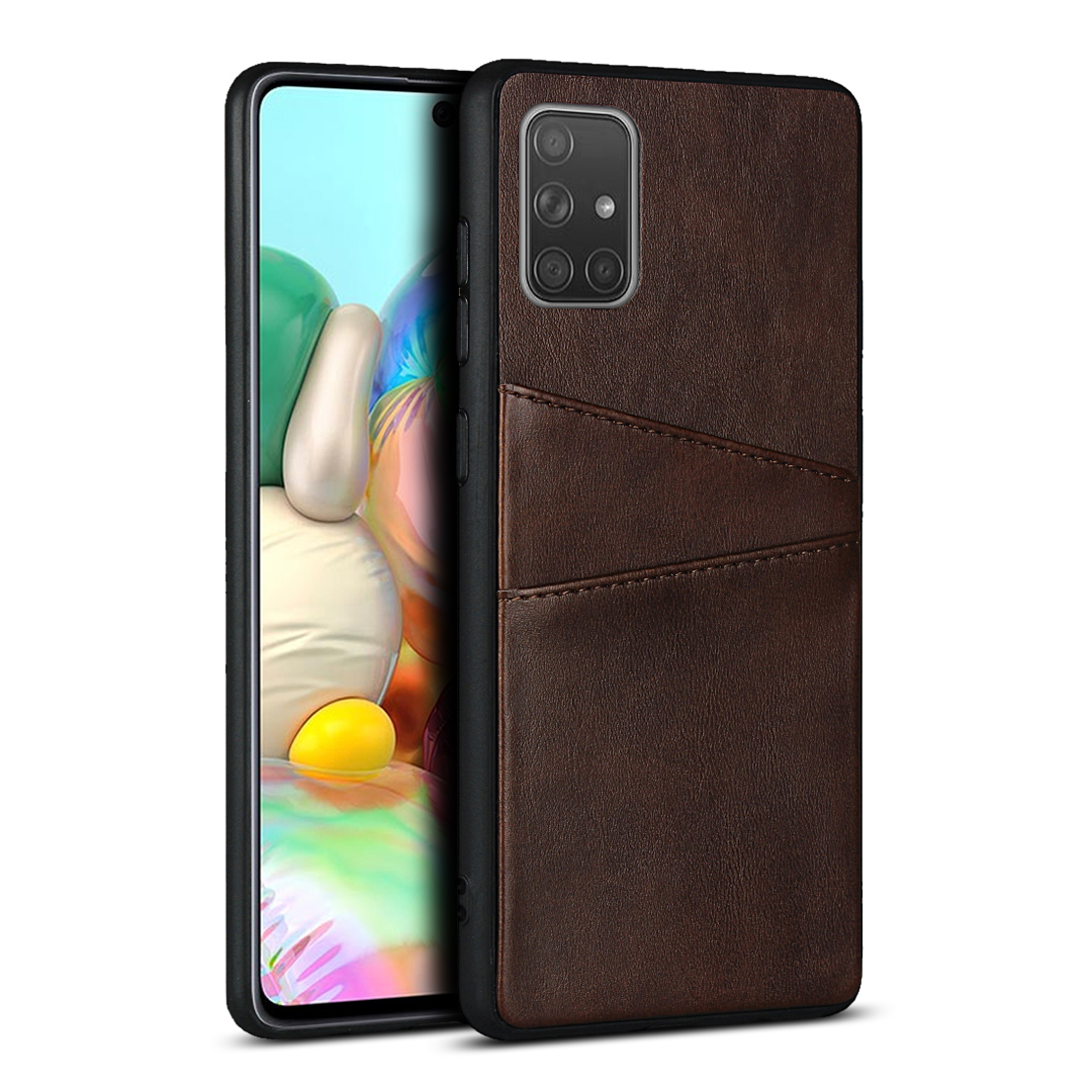 

PU Leather Coated TPU Phone Cover Dual Card Slots Back Case for Samsung Galaxy A51 SM-A515 - Coffee, Galaxy A51 4G